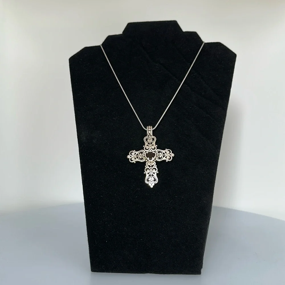 Brighton cross necklace with red crystal